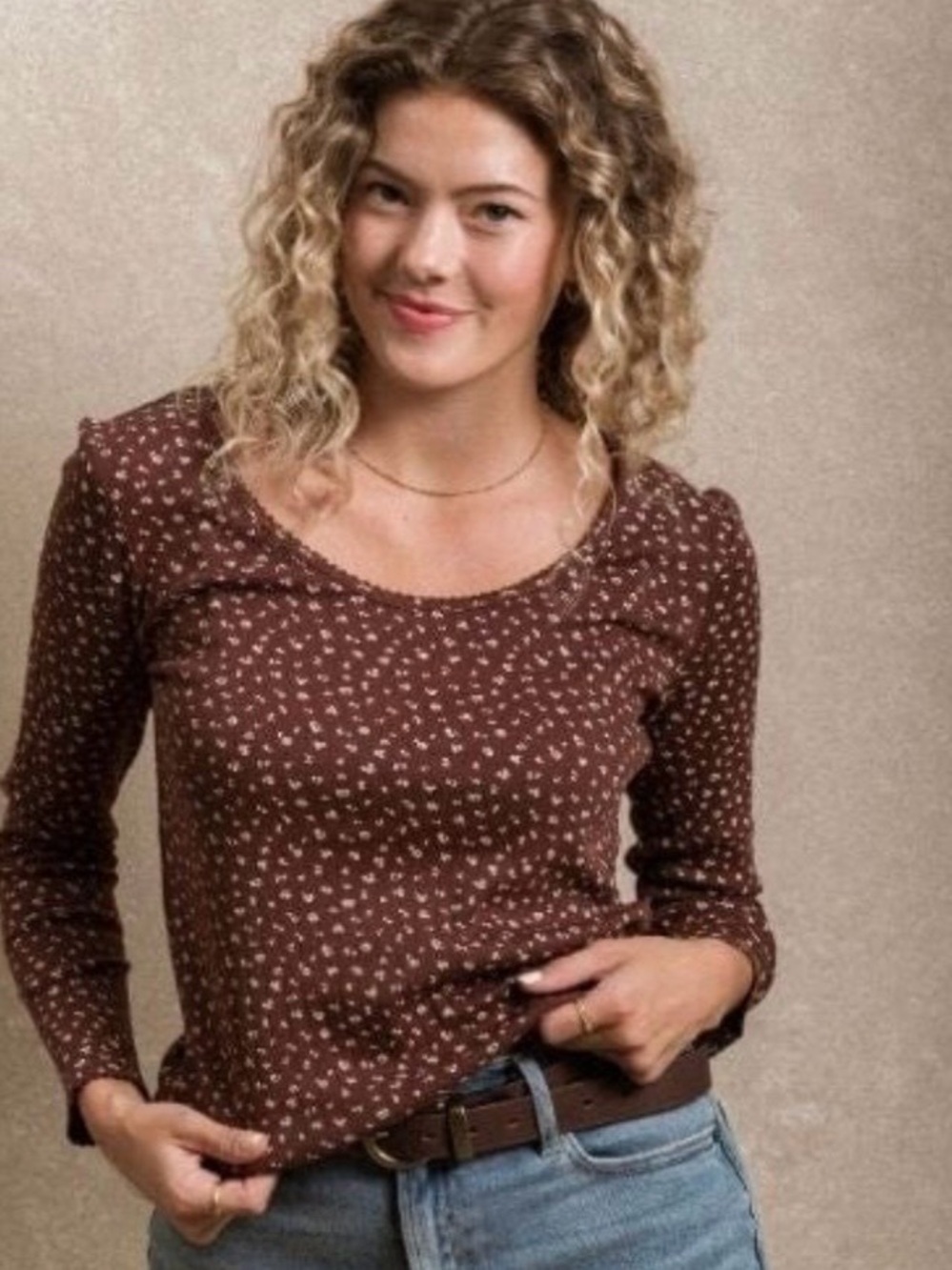 Neuflora Mallory brown floral top